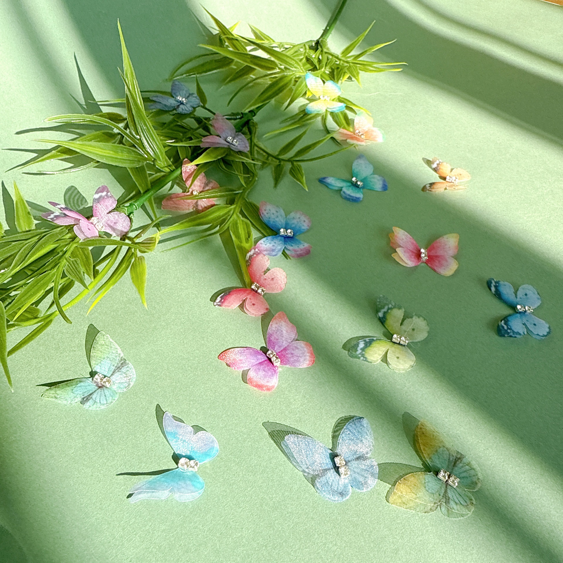 双层薄纱蝴蝶配件diy饰品配件花片装饰辅料布艺网纱立体小蝴蝶