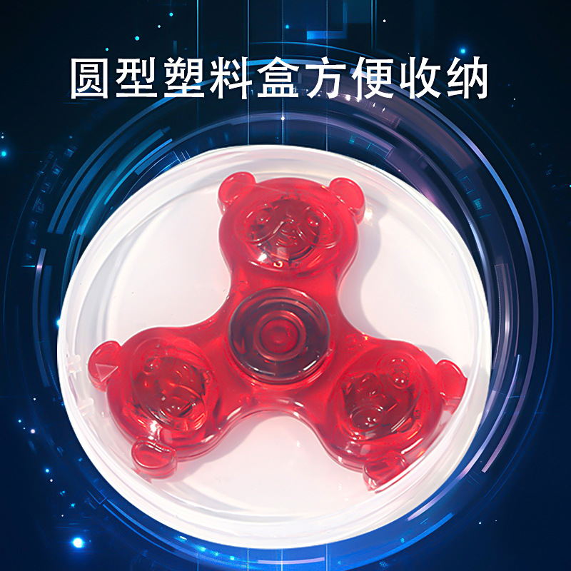 熊猫指尖陀螺水晶带灯夜光透明LED发光解压手指玩具减压潮流夜光细节图
