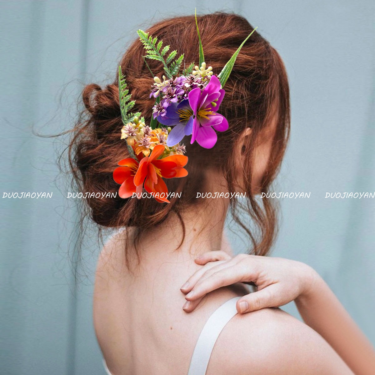 New fabric flower hair clips, vivid and realistic three-dimensional flower hair accessories, Hawaiian beach vacation headwear and hair flowers Specification drawing