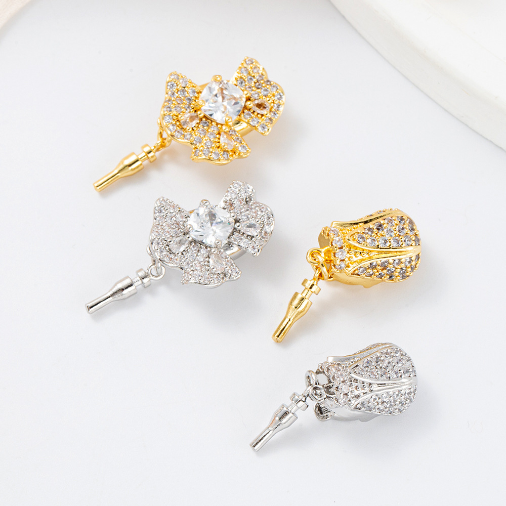 Copper-plated real gold color-preserving necklace, pearl ingot clasp, butterfly tulip diy jewelry necklace, stick clasp