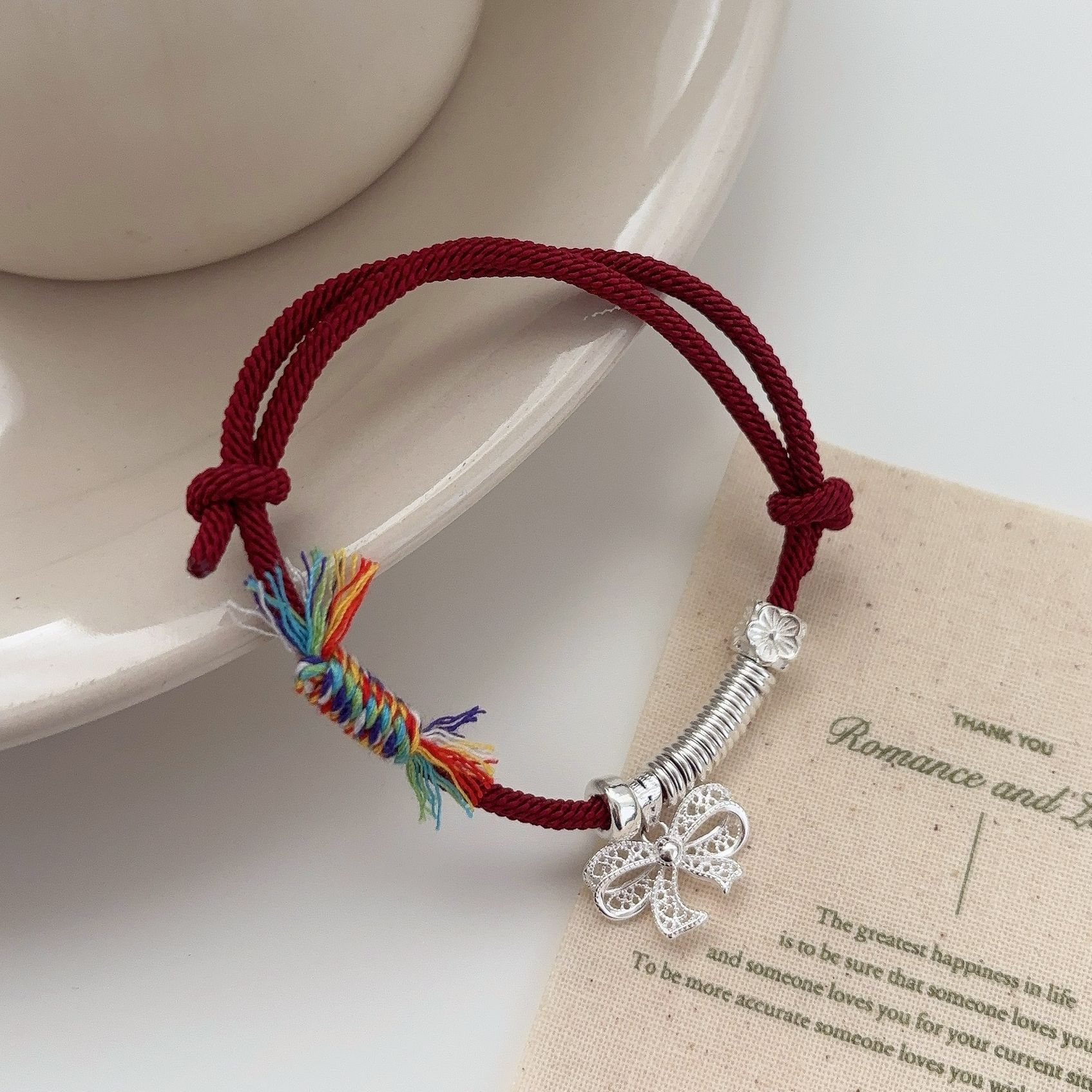 S925 sterling silver 12.13 bow coil red string bracelet for women, light luxury, fashionable and versatile, simple and high-end in Instagram style, niche Specification image