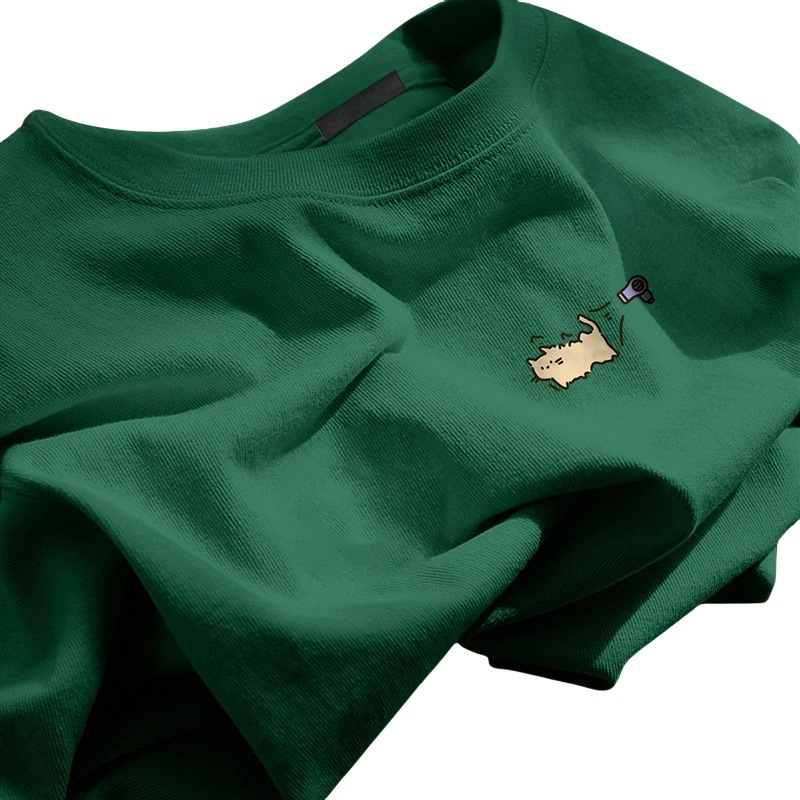 100% pure cotton round-neck short-sleeved T-shirt, a new summer men's high-end style loose printed half-sleeved top Item Picture