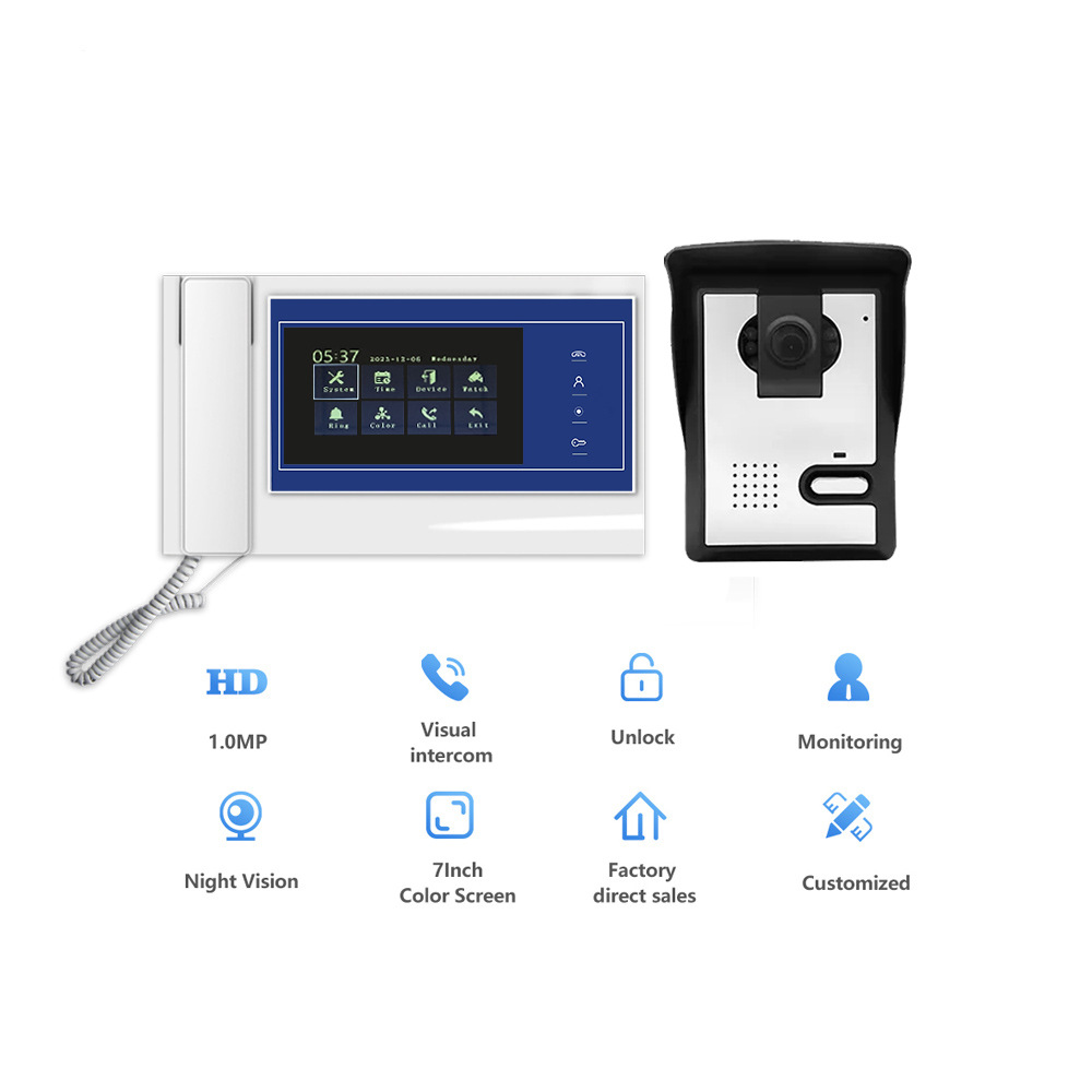 厂家直销可视门铃对讲夜视高清红外智能别墅家用套装室内开锁对讲外贸批发门铃
