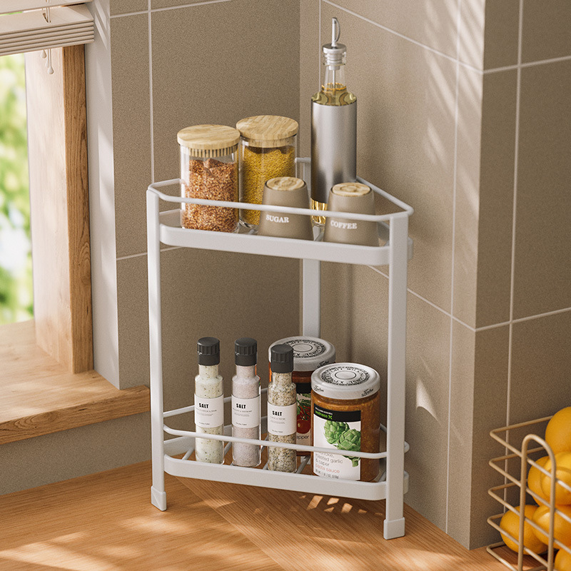 Cross-border exclusive bathroom shelving, non-drilling floor-standing tripod storage rack, corner gap toilet shelving Application Scenario