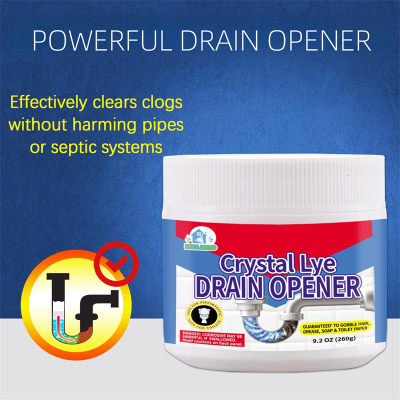 Crystal Lye Drain Opener - Cleaning and Unclogging kitchen and bathroom drain pipes details Picture