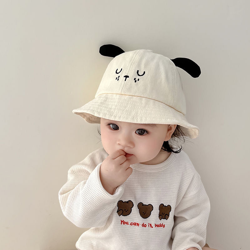 宝宝纯棉帽子春秋新款可爱超萌卡通小狗渔夫帽儿童遮阳盆帽出游潮
