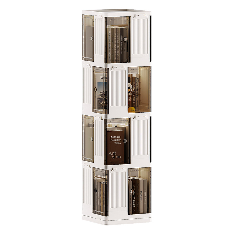 Rotating bookcase, simple multi-layer floor-standing snack storage rack, home storage cabinet, bookcase, no need to install storage racks Item Picture