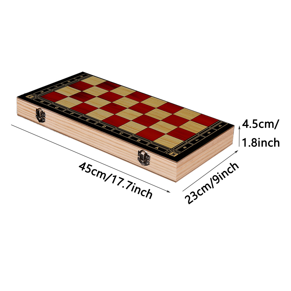 Wooden chess three-in-one multi-functional checkers backgammon board game toys and entertainment cards in various sizes Item Picture