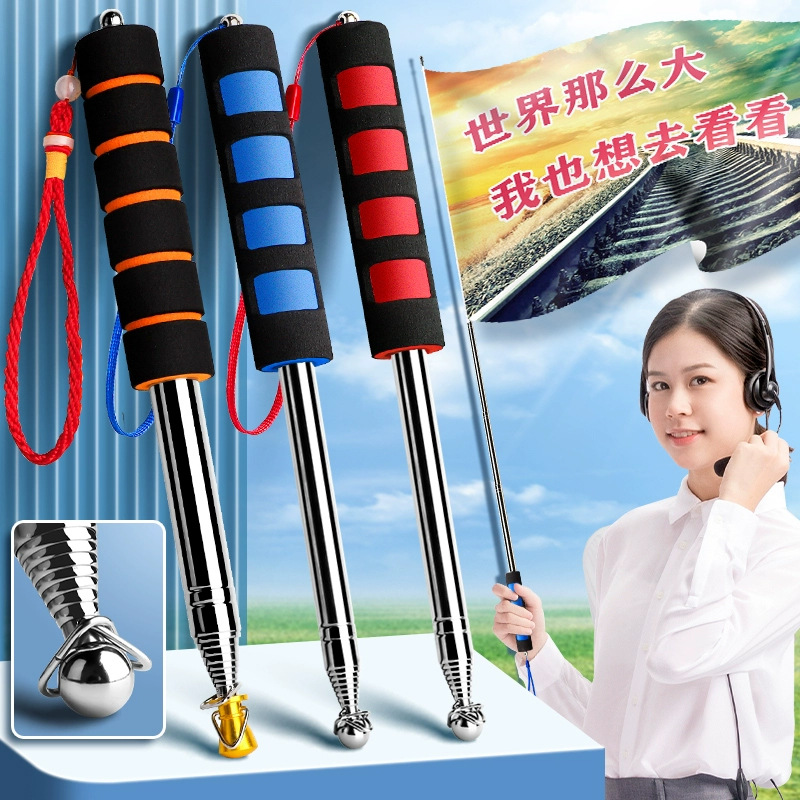 Cross-border tour guide pole, stainless steel telescopic flagpole, outdoor 1.6-meter long, 3-meter thick telescopic finger reading stick teaching whip details Picture