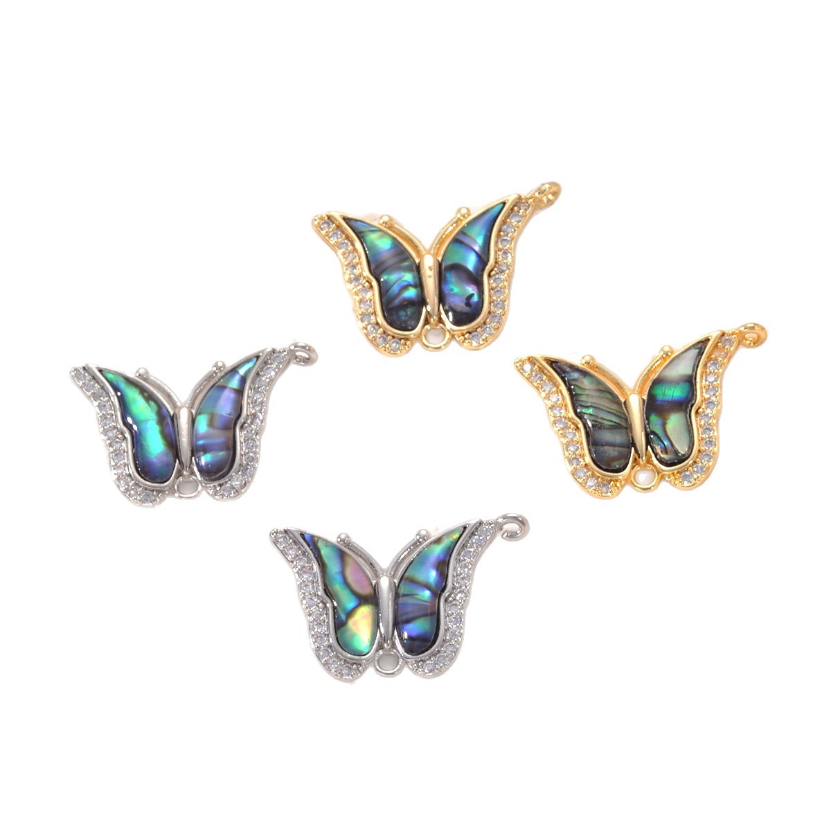 Pearl necklace pendant, copper-plated 18k gold, abalone shell butterfly tag buckle, high-end DIY jewelry accessory Item Picture