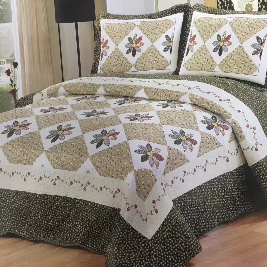 Amazon cross-border quilted quilt three-piece set, summer cool quilt with cotton quilted bed cover, bed sheet, air-conditioned quilt, bedding Application Scenario