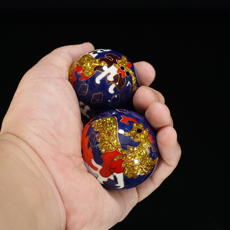 Premium gift box set of Beijing Cloisonne handball outer craft cultural gift Cloisonne low-temperature fitness ball Specification image
