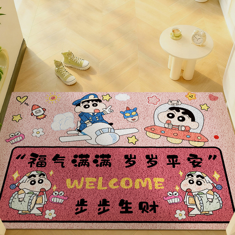 外贸跨境丝圈地毯入户门垫新年红色进户脚垫踏福客厅门口防滑地垫现货批发产品图