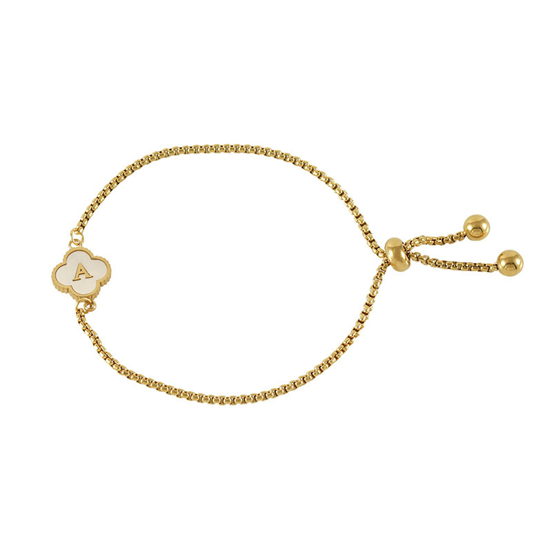 A new cross-border stainless steel shell four-leaf clover letter bracelet from Europe and America, with a high-end and niche design, is a versatile accessory