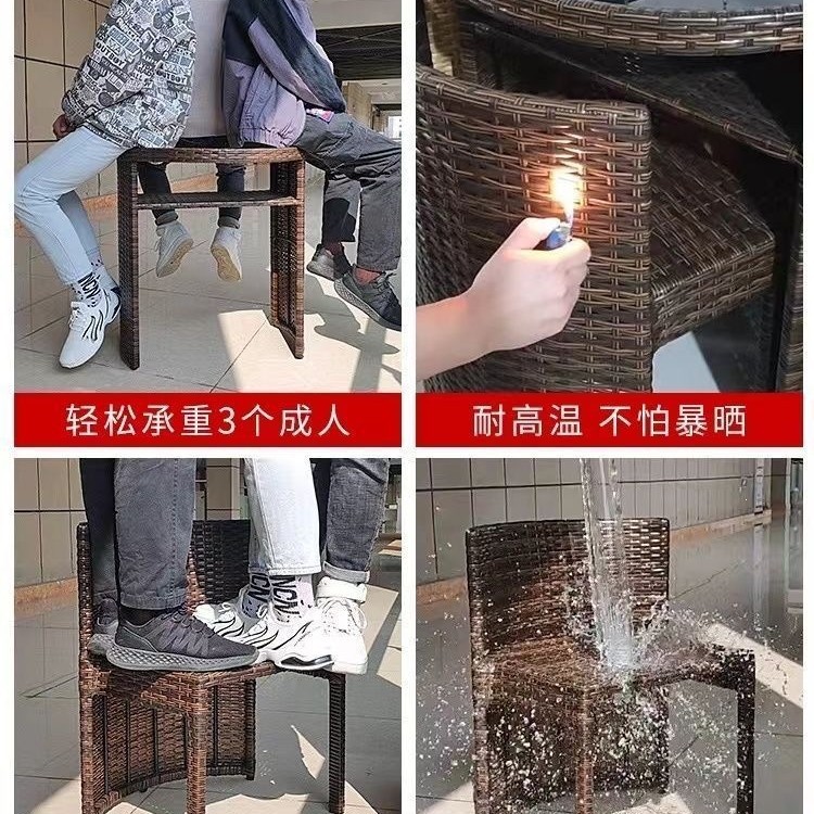 The balcony tea table and chair set can store small-sized household tables and chairs, outdoor rattan chairs, three-piece sets, and leisure coffee tables and chairs Specification image