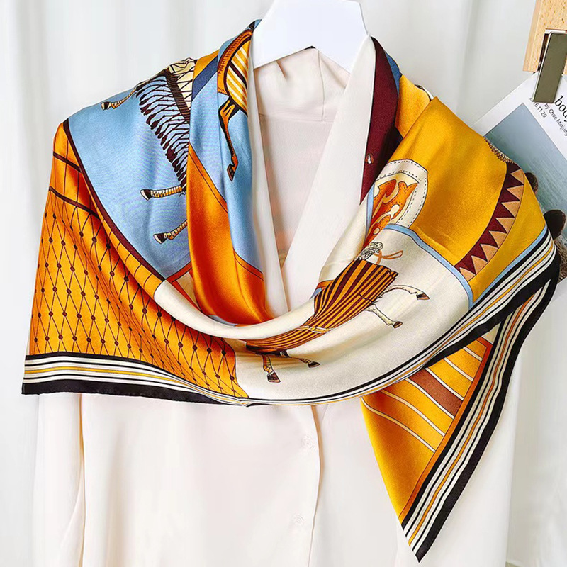 New 70 small square scarf printed silk scarf, high-end and versatile faux silk scarf, women's satin neckerchief shawl details Picture