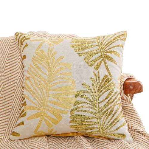 Simple linen, large leaf jacquard fabric, pillowcase, cushion, fabric sofa, pillow, living room, office Item Picture