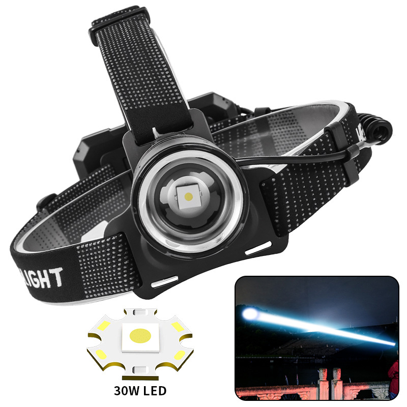 Cross-border new product: 30W white laser digital battery level display, adjustable TYPE-C charging zoom, strong bald light Item Picture