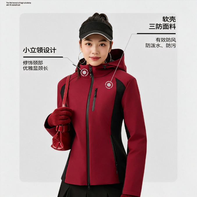 Three-in-one women's autumn and winter new soft-shell windproof, waterproof, breathable and warm jacket, outdoor mountaineering down jacket Specification image