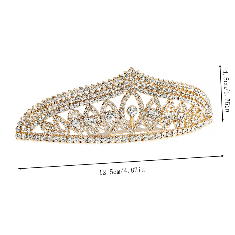 European and American cross-border style felled tree headwear, wedding bride's water diamond alloy tiara, women's updo, elegant diamond-encrusted hair comb tiara wholesale supply details Picture