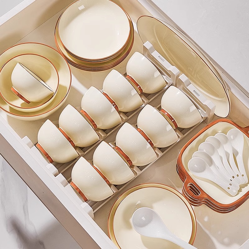 奶油风福运系列碗盘餐具家用高颜值米饭碗菜盘子果盘汤汤盘鱼盘