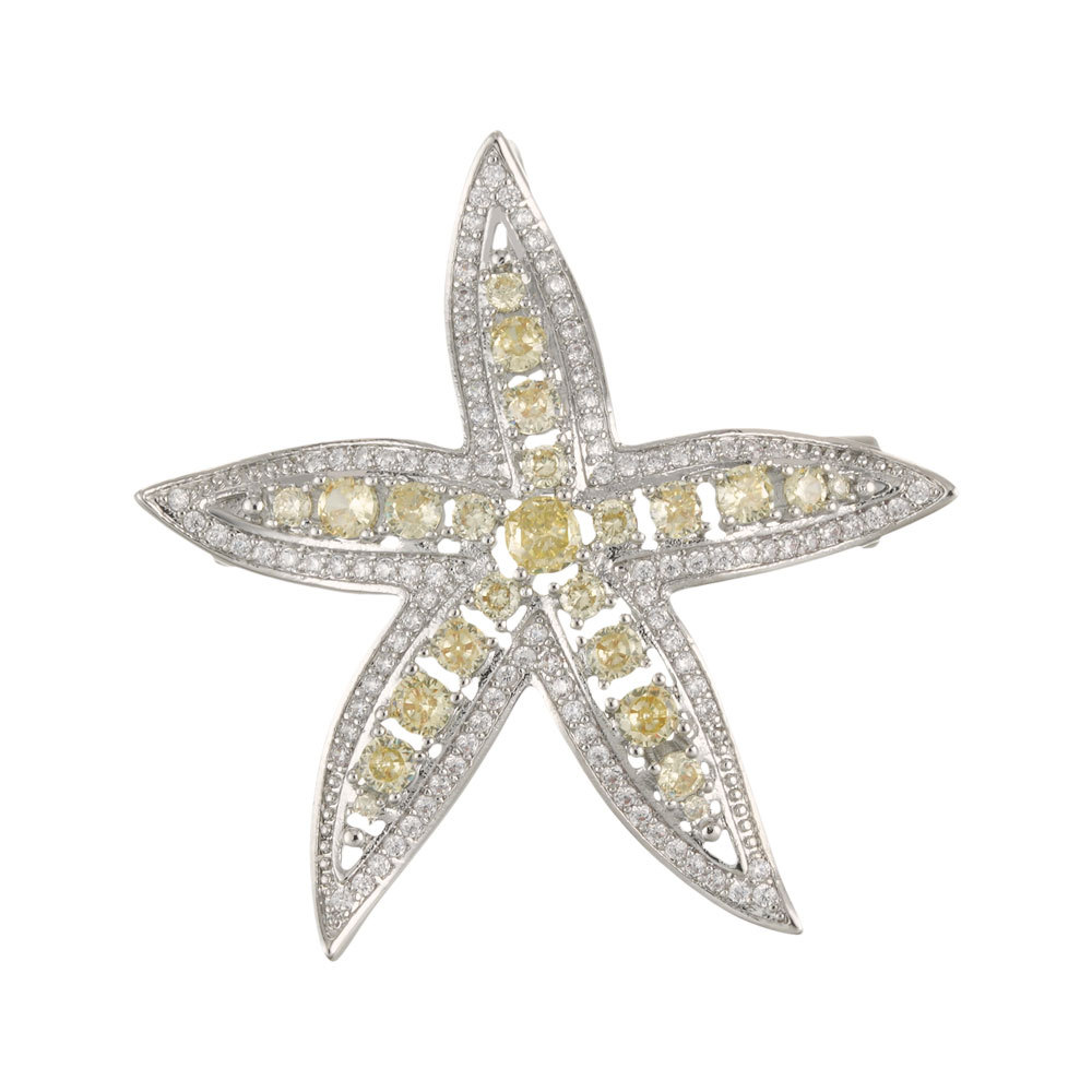 A simple and elegant starfish brooch, made of copper alloy with micro-inlays and zirconium hollowed-out design, is a new versatile brooch for exquisite clothing and accessories Item Picture