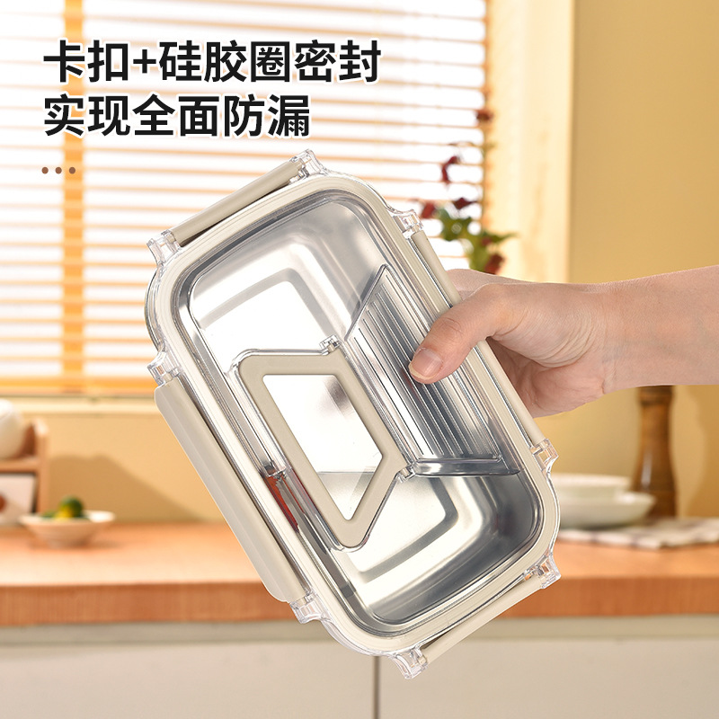 Cross-border 304 stainless steel food storage box, rectangular handle sealed box, outdoor fruit lunch box, refrigerator storage box Specification image