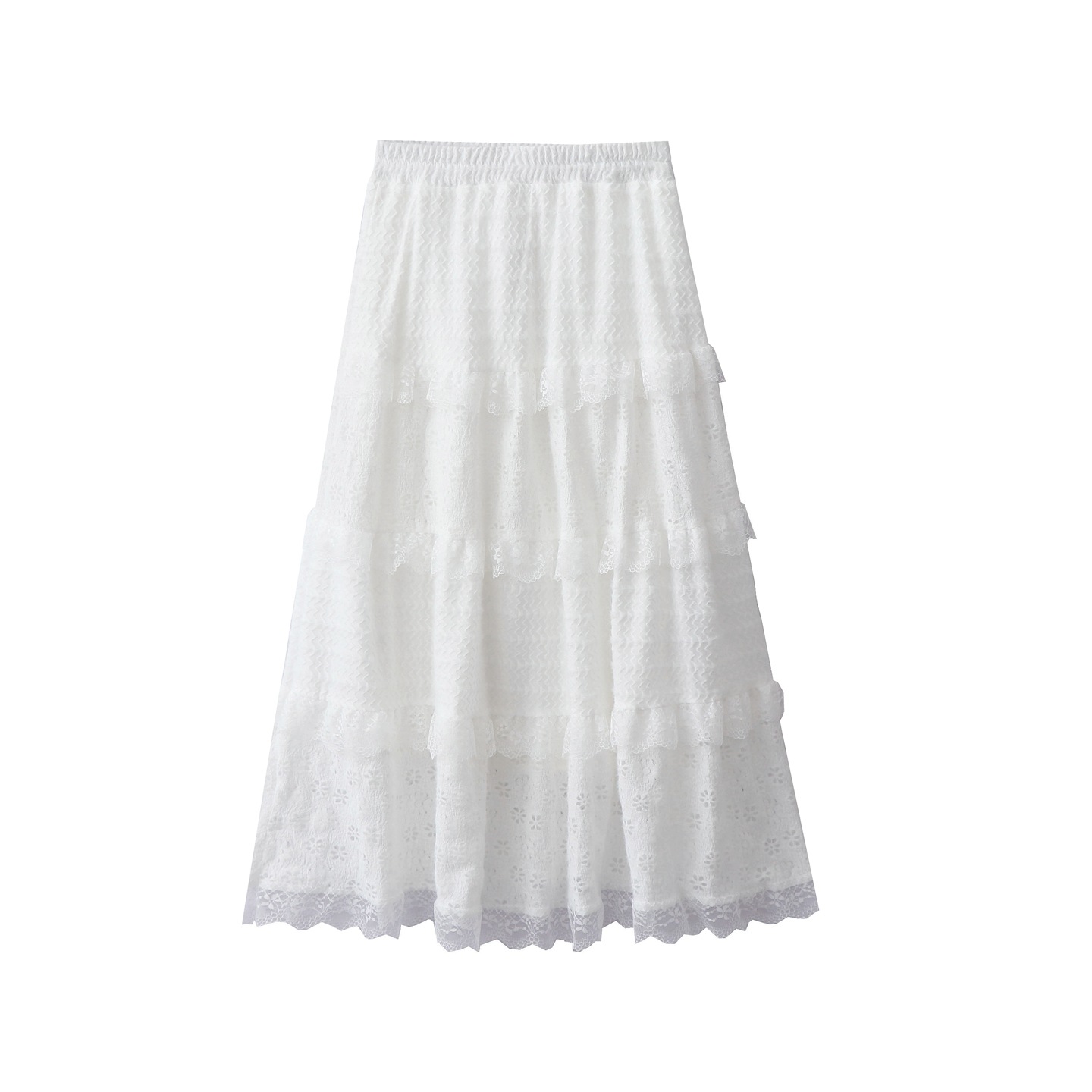 New French sweet style lace-trimmed, fleece and thickened high-waisted A-line skirt, cake skirt and long skirt for autumn and winter Item Picture