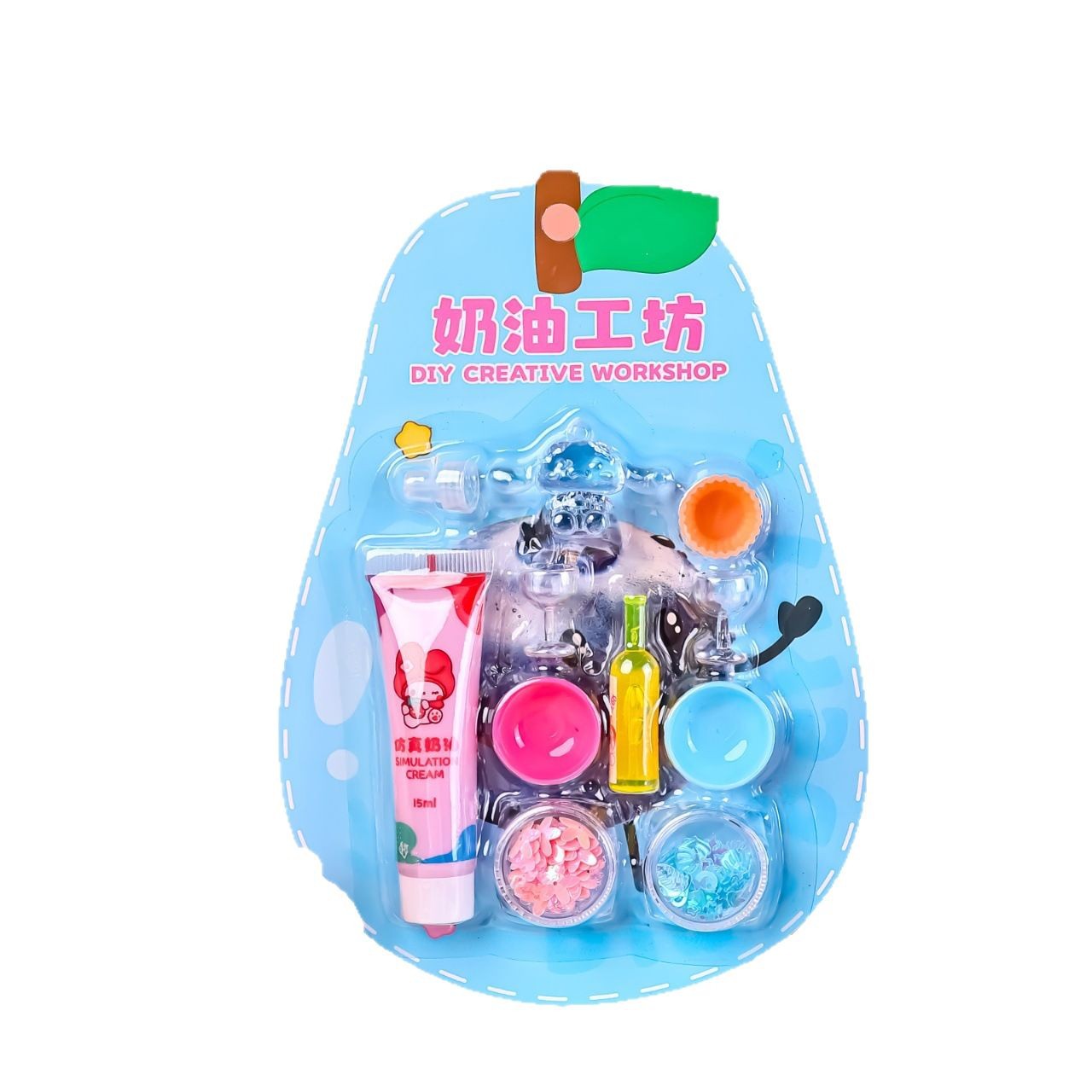 Milk Dragon Match-up Cream Glue Set, children's DIY handmade, making simulated milk tea, ice cream and cream cake Item Picture