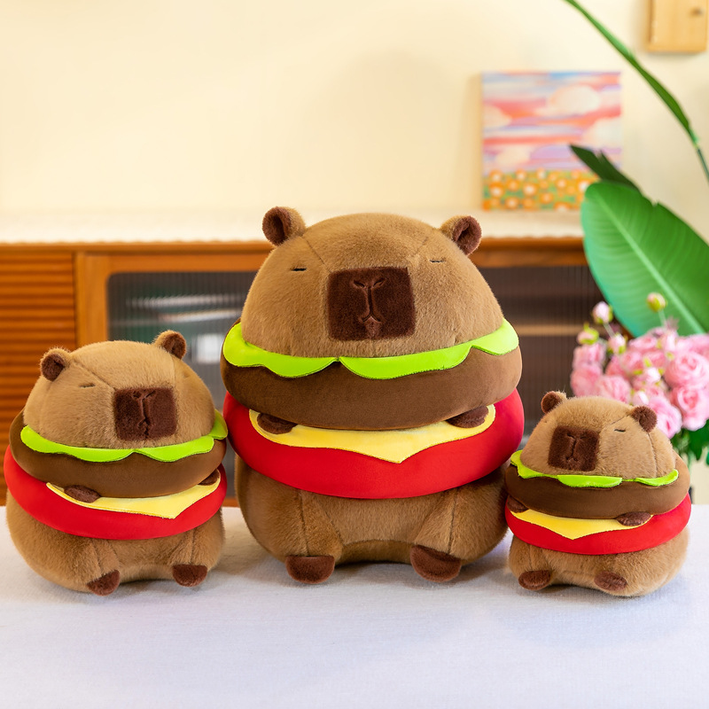 Cross-border Capibara figurines, hamburgers, capybaras, snot chefs, plush toys, top hats, and supermarket gifts for children Specification image