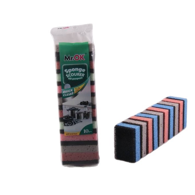Mr.OK factory direct supply sponge scouring pads, double-sided cleaning sponges, kitchen cleaning sponges, dishwashing sponges, pot scrubbing sponges Item Picture