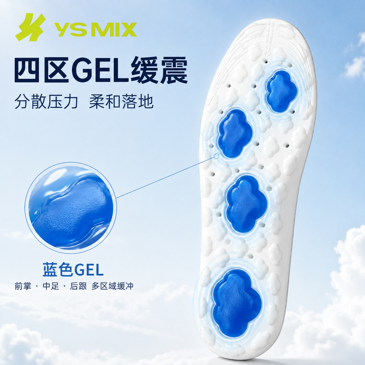 Hot-selling style PU cloud sports insoles, comfortable and soft new men's and women's insoles Specification image