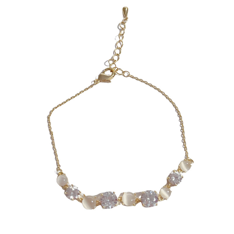 Nicho de moda diseño sentido opal zirconita anillo pulsera mujer dulce versátil simple mano accesorios al por mayor Item Picture