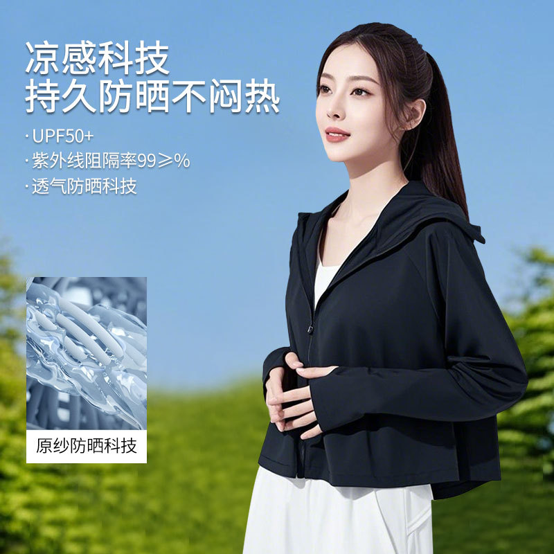 Summer outdoor cool sun-protective clothing for women 2025 New design Loose, breathable, thin hooded sun-protective jacket Specification image