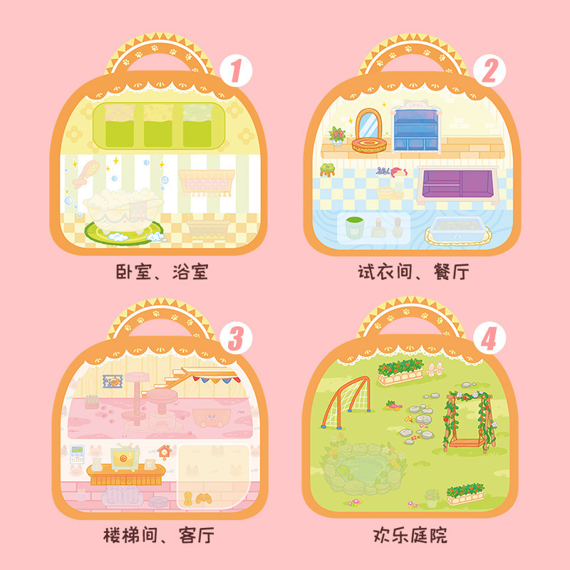 Mr. Toy diy Mechanism Quiet Book Adopt a Cat No-Cut Sticker Book Girl New Bubble Sticker 6 Specification image