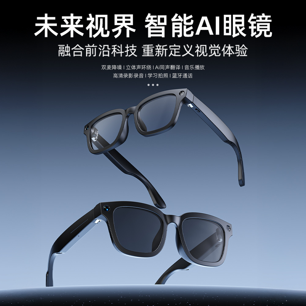 AI smart glasses for taking photos, wireless Bluetooth, voice calls, listening to music, running, cycling, mountain climbing, taking photos, translation, and sunglasses details Picture