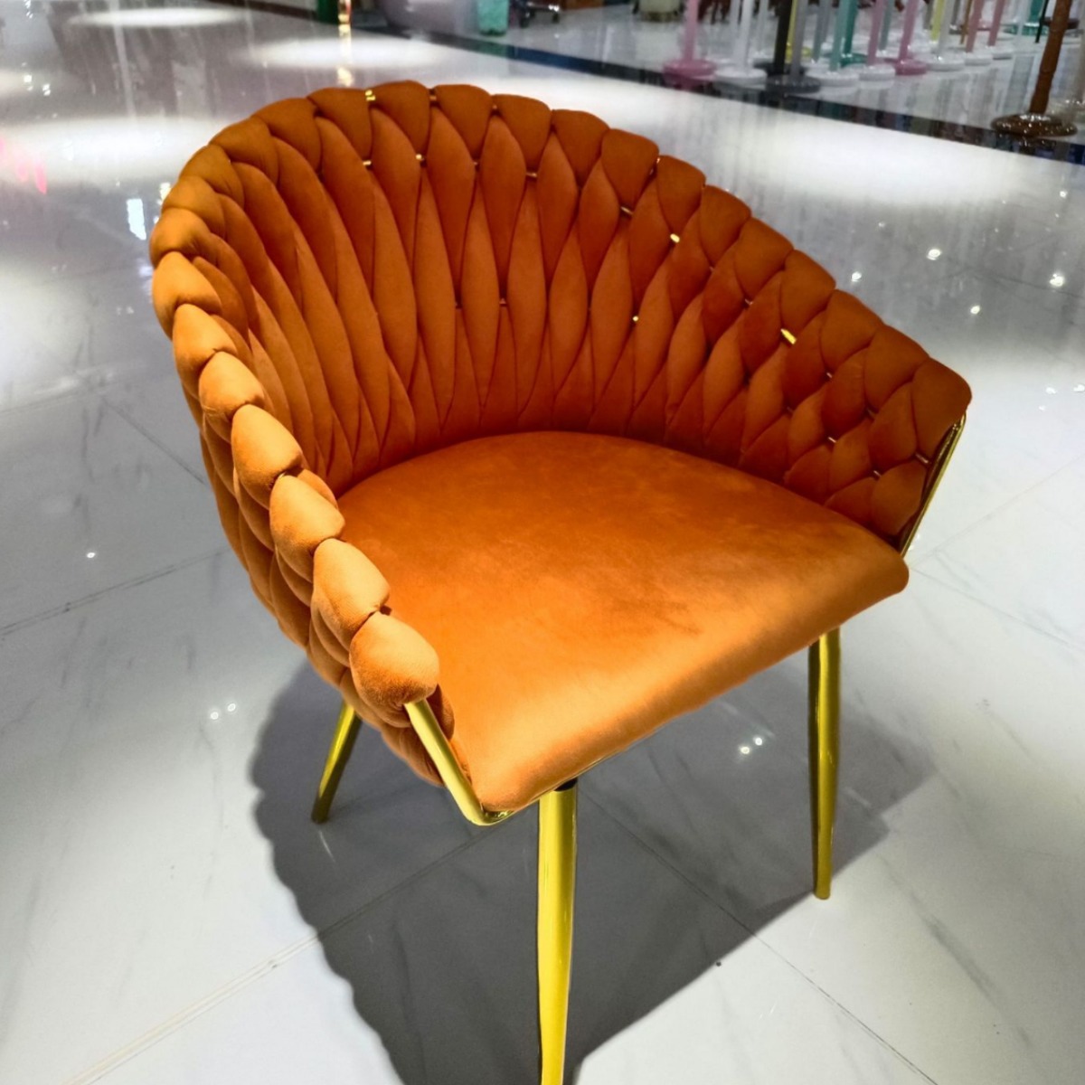Starlight woven chair for balcony, Nordic ironwork gilded light luxury rattan woven table and chairs, popular coffee shop, golden personality, simple and elegant details Picture