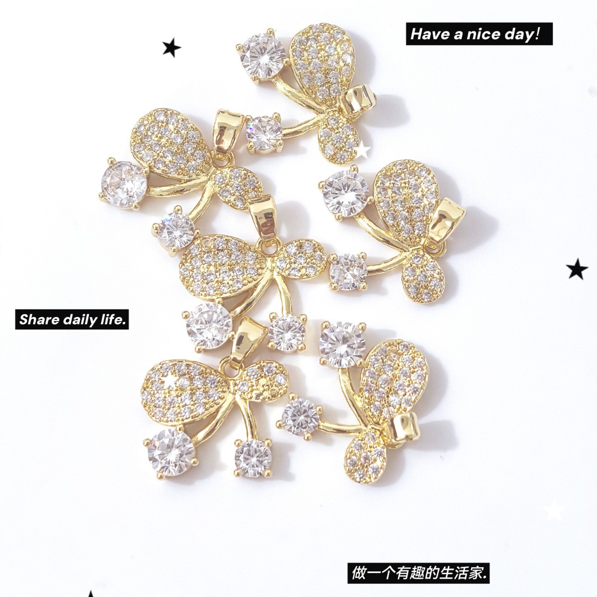 Fashionable, exquisite and small bow pendant with tassels slightly inset with zirconium, dazzling and stylish, versatile and unique earring pendant Application Scenario
