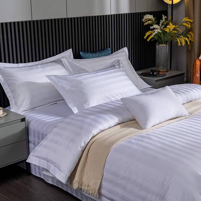 Pure cotton brocade bedding set, all-cotton pure white brocade strips, hospital bedding, four seasons style, light luxury Specification image