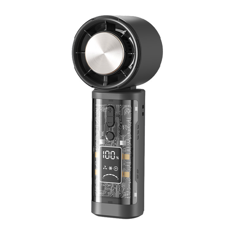 High-speed folding semiconductor refrigeration cold compress fan, transparent mecha, 100-speed digital display neck-hanging cold sensation fan Application Scenario