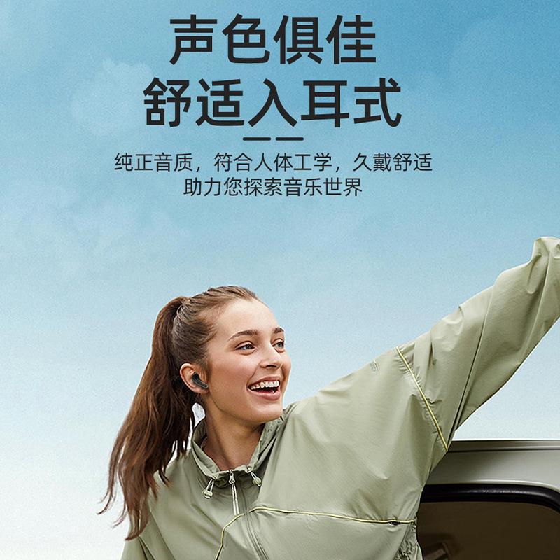 Cross-border transparent Bluetooth headphones, true wireless TWS, dual-ear semi-in-ear stereo, long-lasting mini earbuds details Picture