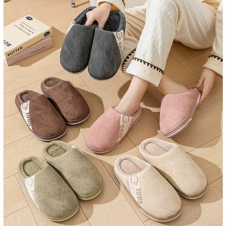 Authentic Big Mouth Monkey brand winter cotton slippers TPR two-color base anti-slip slippers for home warmth couple cotton slippers details Picture