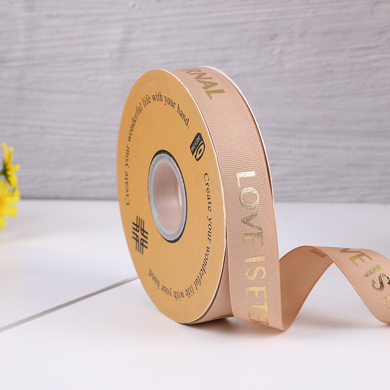 Customized gold-embossed English decorative ribbed ribbons, floral art, fruit packaging ties, wedding candy boxes and ribbons from the manufacturer Specification image