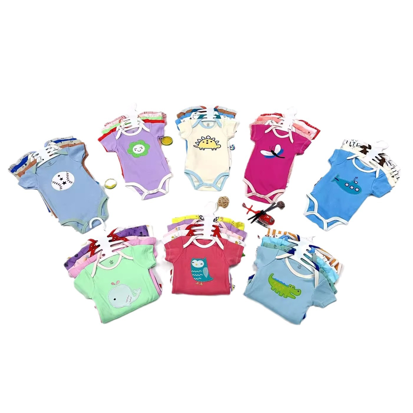 2025 Foreign trade Summer cross-border wholesale pure cotton short-sleeved Caterpillar baby clothes, boys' and girls' baby clothing Item Picture