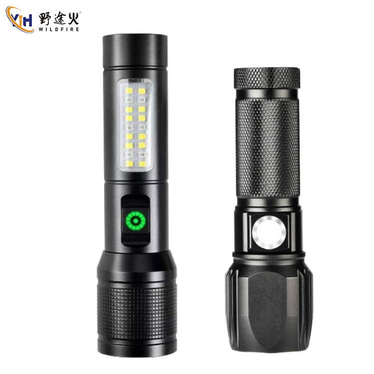 New built-in high-brightness outdoor powerful flashlight, ultra-bright portable long-lasting battery type-c rechargeable aluminum alloy flashlight