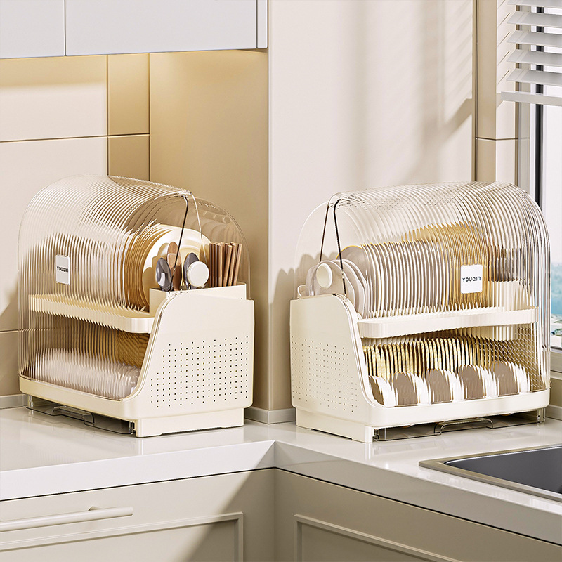 碗筷餐具收纳盒沥水碗架盘子家用厨房放碗多层防尘碗碟架碗柜