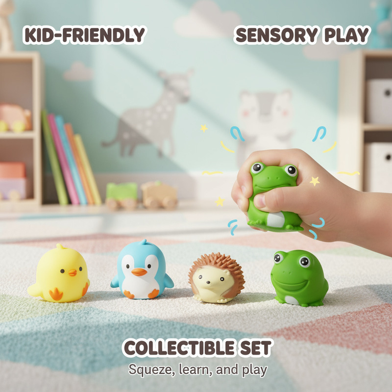 新款萌宠捏捏青蛙小黄鸡刺猬企鹅发泄玩具面粉球儿童慢回弹