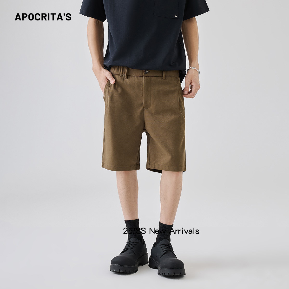 Men's wear: Cross-border exclusive men's shorts, simple straight-leg, versatile 5-point business casual trousers for summer outerwear details Picture