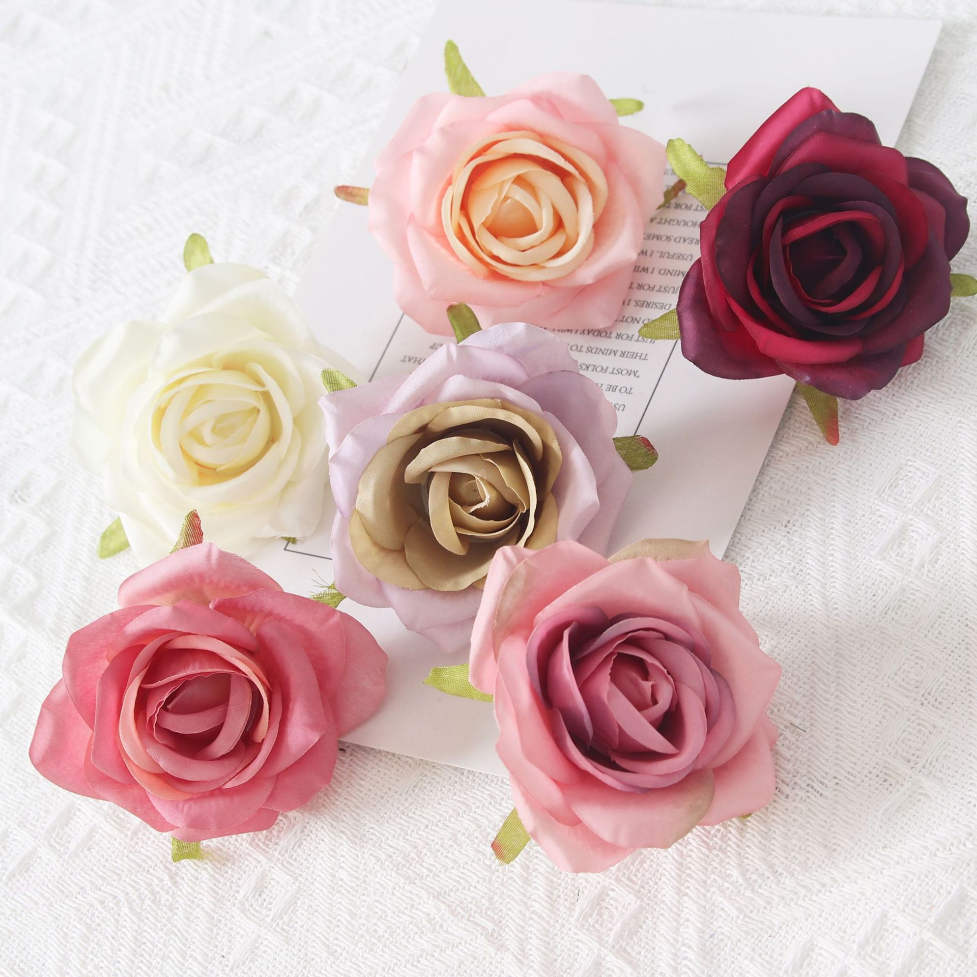 百花邦仿真玫瑰花头粉色DIY手工玫瑰头饰花干花材料包新娘胸花装产品图