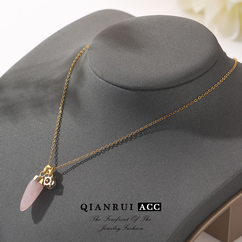 Amazon's best-selling natural crystal pendant hexagonal column necklace, single-pointed hexagonal crystal column jewelry, French light luxury style Specification image